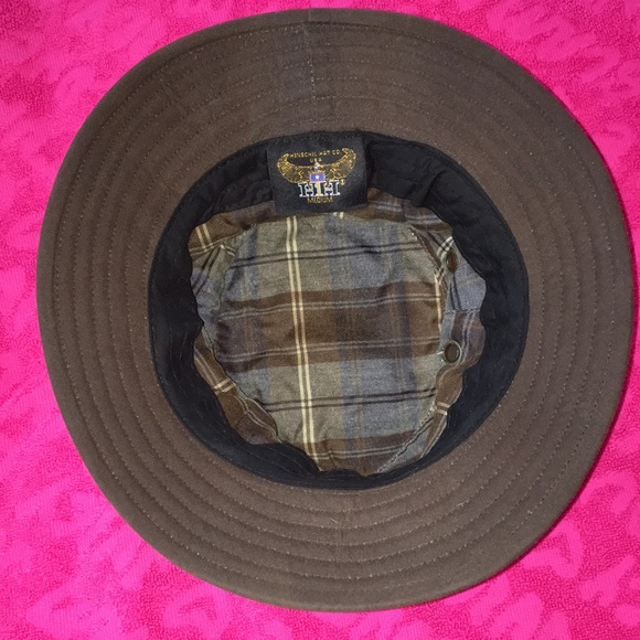 Henschel Hat Co 💯 cotton oil cloth all weather bucket hat rain cap vented USA - Picture 10 of 15